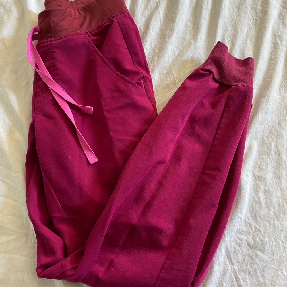 Pink fig scrub joggers